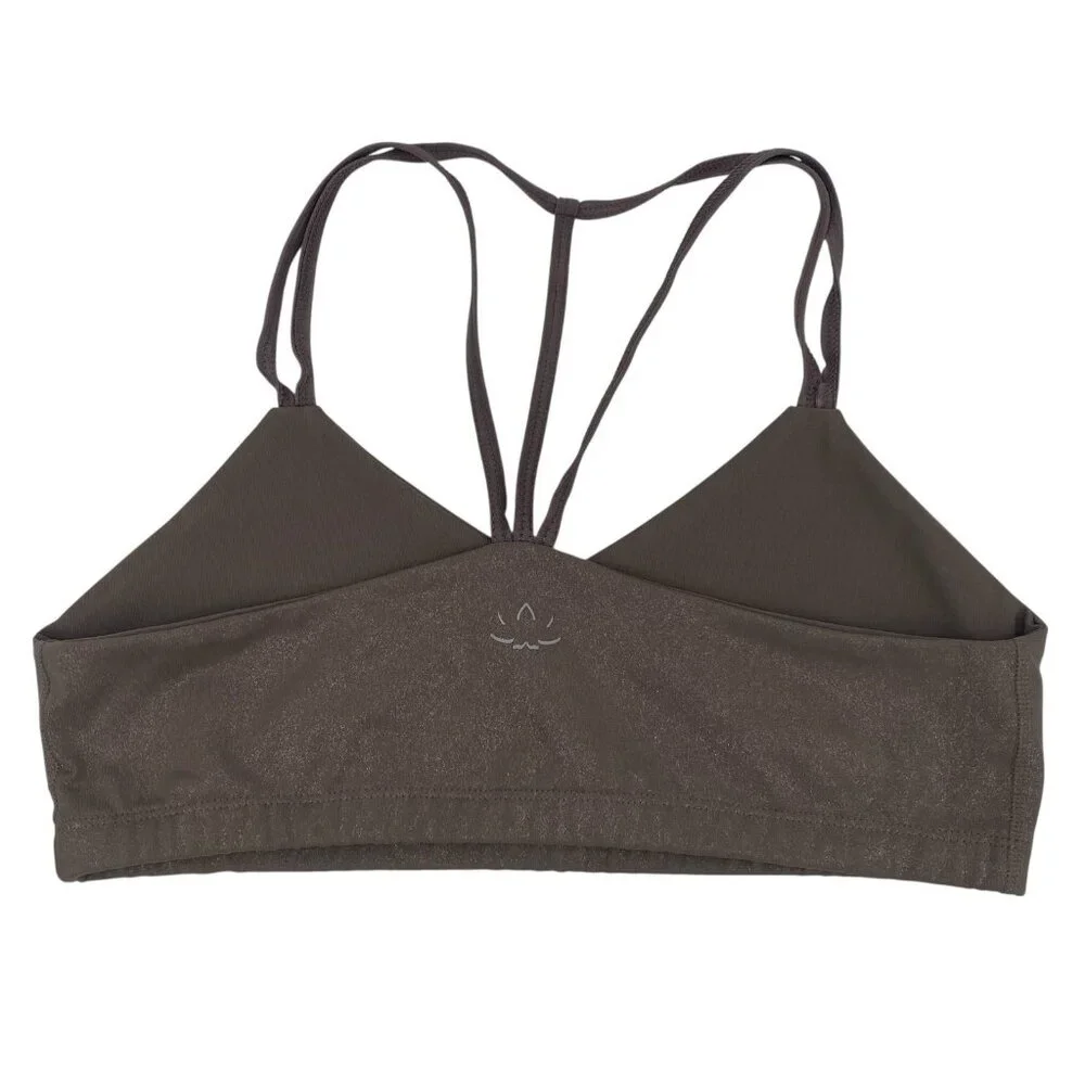 BEYOND YOGA Size Large Twinkle Bra Strappy Racerback in Mocha Brown - Picture 2 of 10